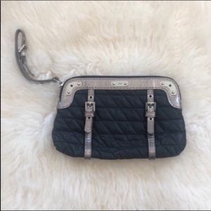 Rafe Black Quilted Wristlet with Silver Accents